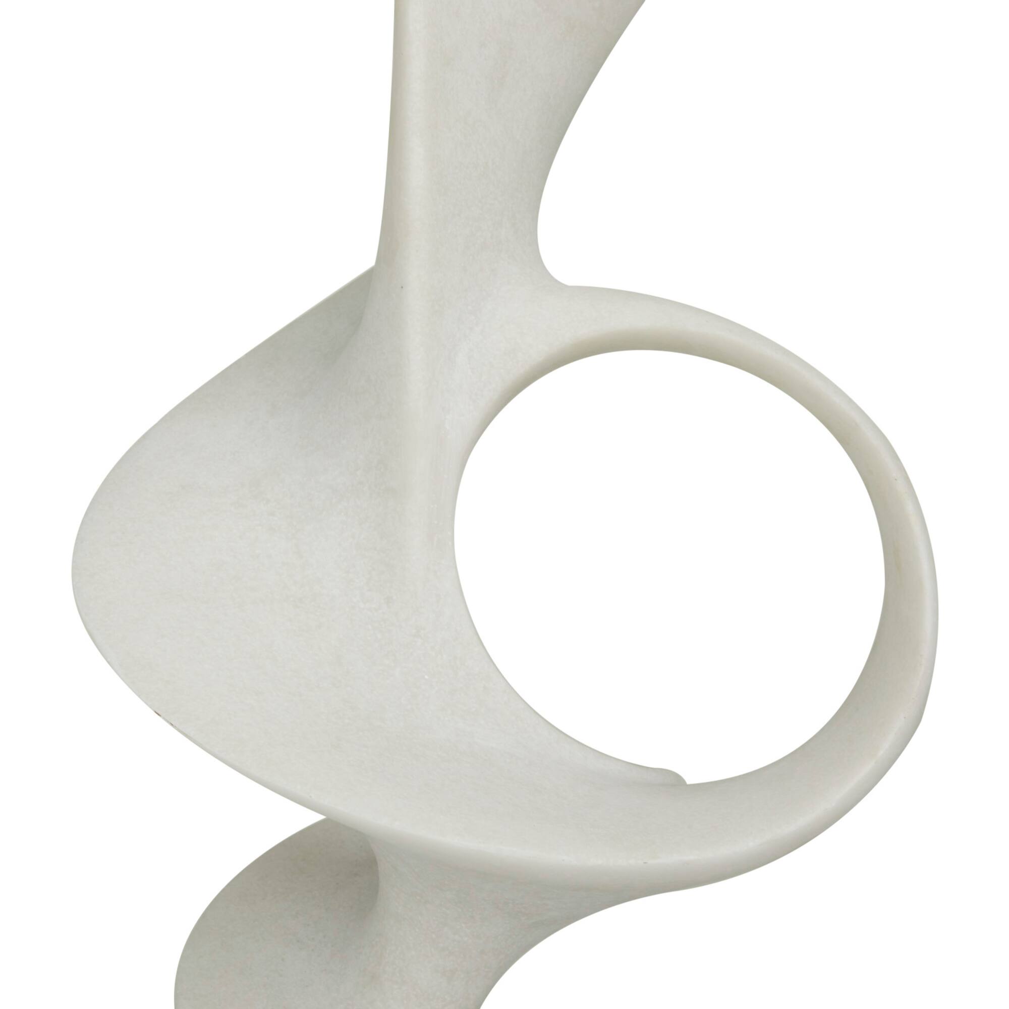 28" White Polystone Abstract Sculpture with Black Base